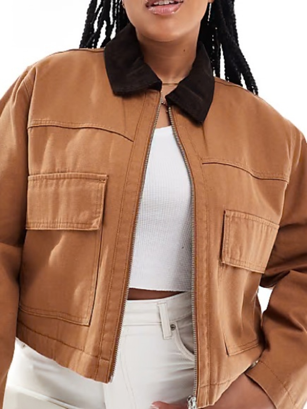 Asos design cropped jacket in toffee